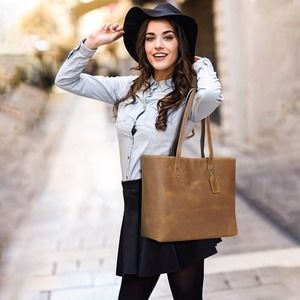 Polare Vintage Full Grain Leather Tote Shoulder Bag for Women Italian Leather!